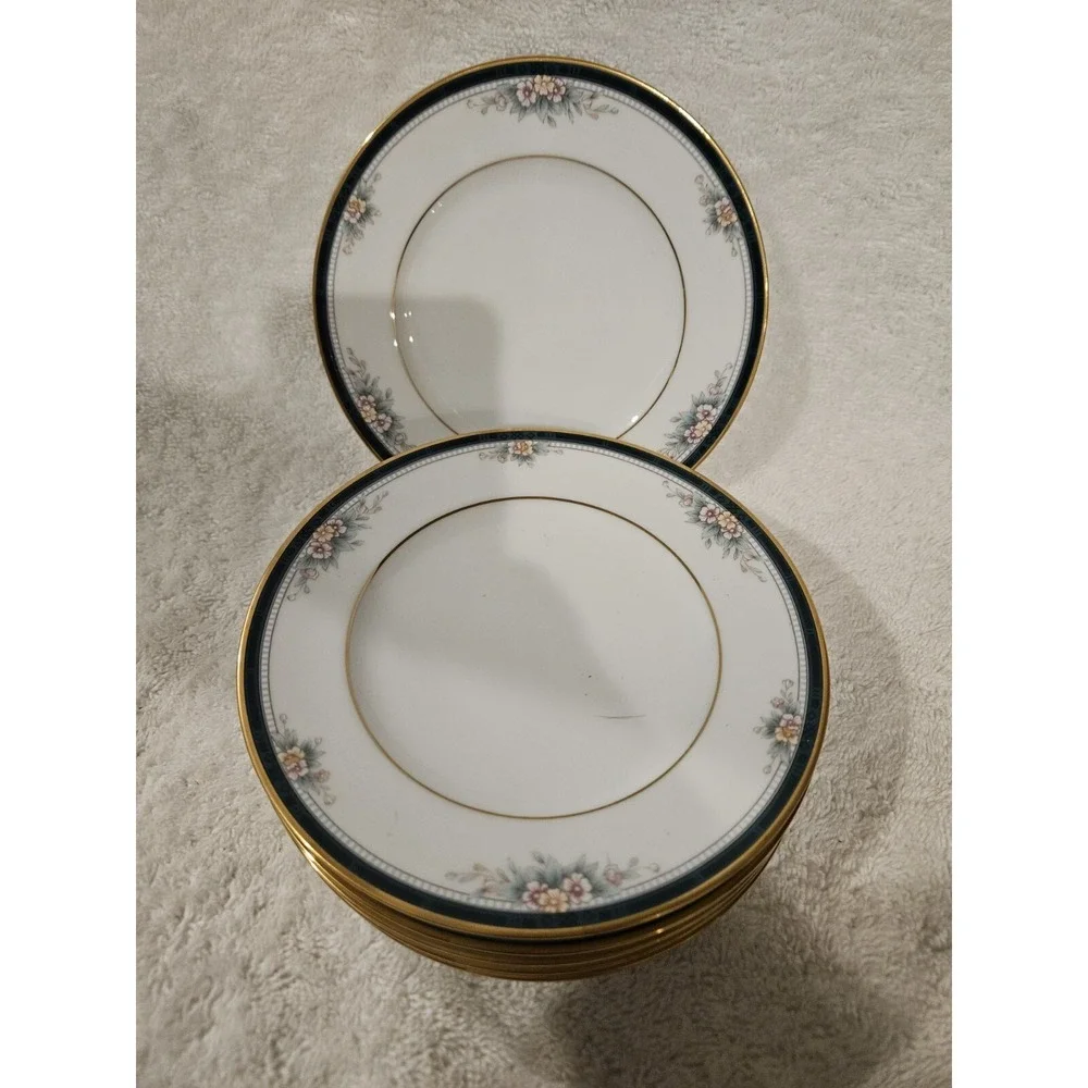 Set Of 6 Vintage Noritake Landon 6 Saucer Plates Japan Porcelain Flower